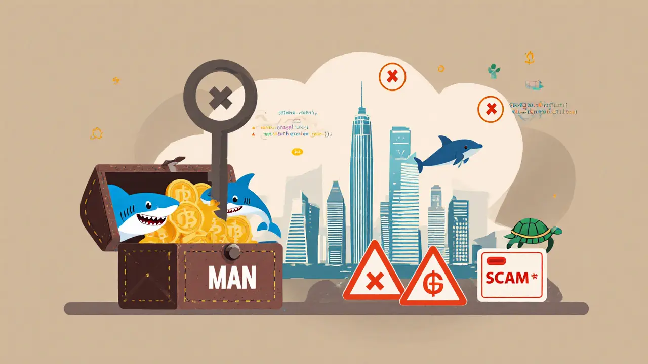 A MAN wallet unlocked by Ocean Star NFTs leading to a compliant blockchain Hong Kong skyline.