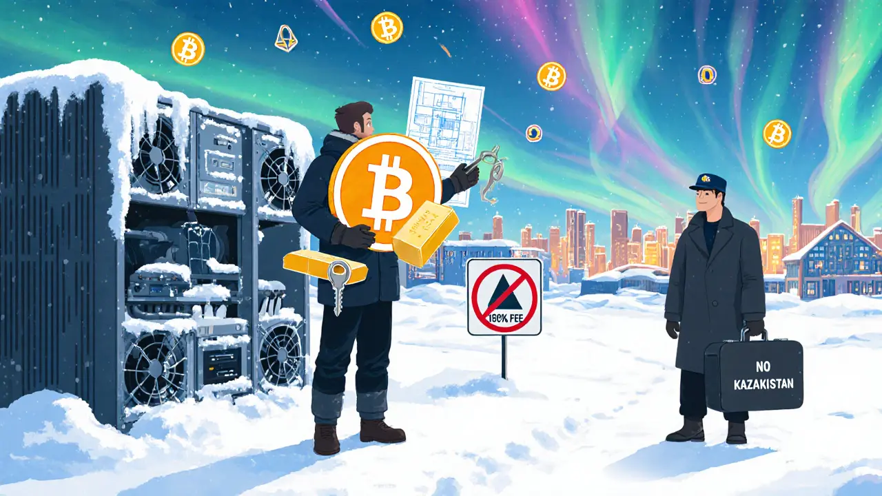 Miner exchanging Bitcoin for gold, car, and apartment as private courier waits