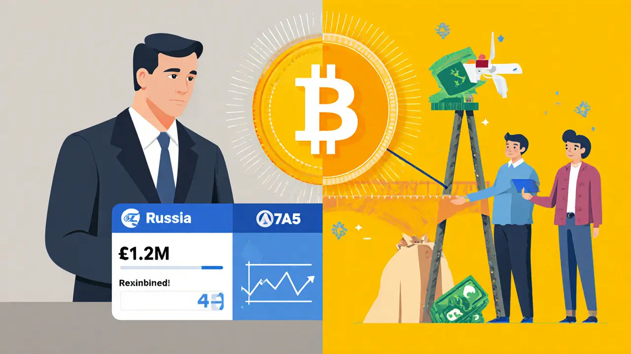 Two contrasting worlds: wealthy investors on regulated platforms vs. everyday users on underground crypto networks.