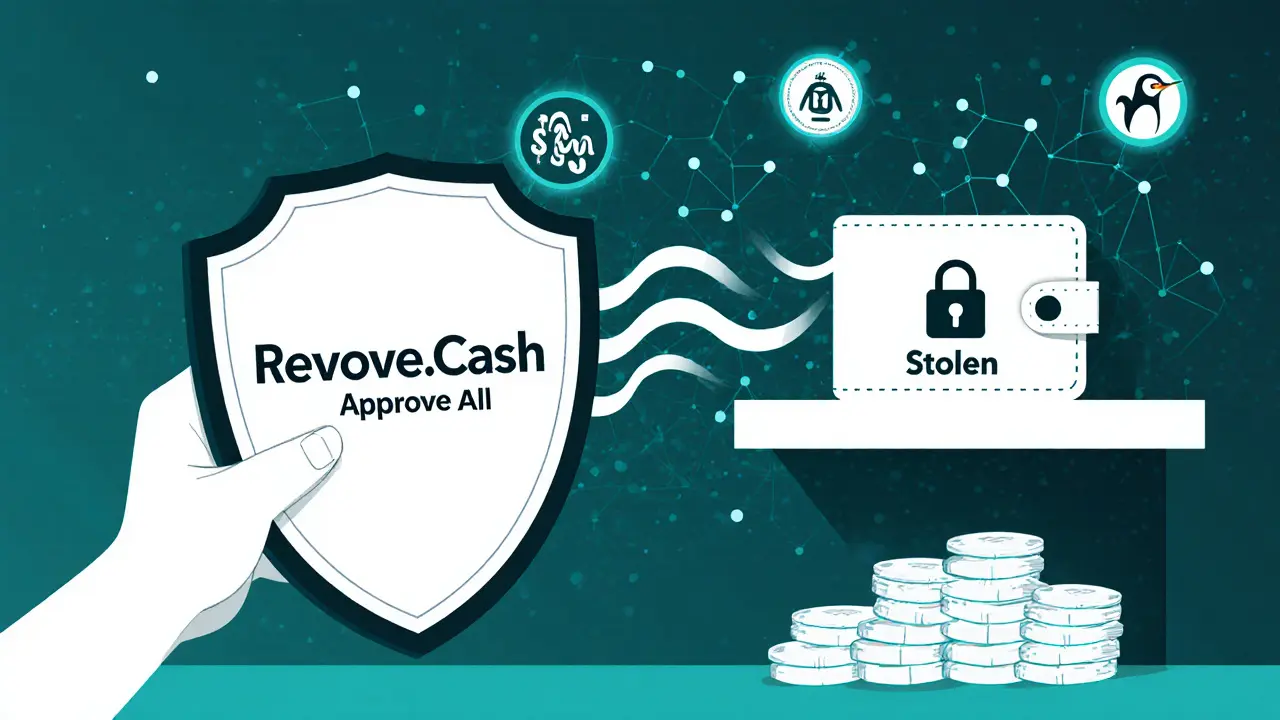 User blocking malicious transactions with a revoke shield, safe wallet above stolen ones.