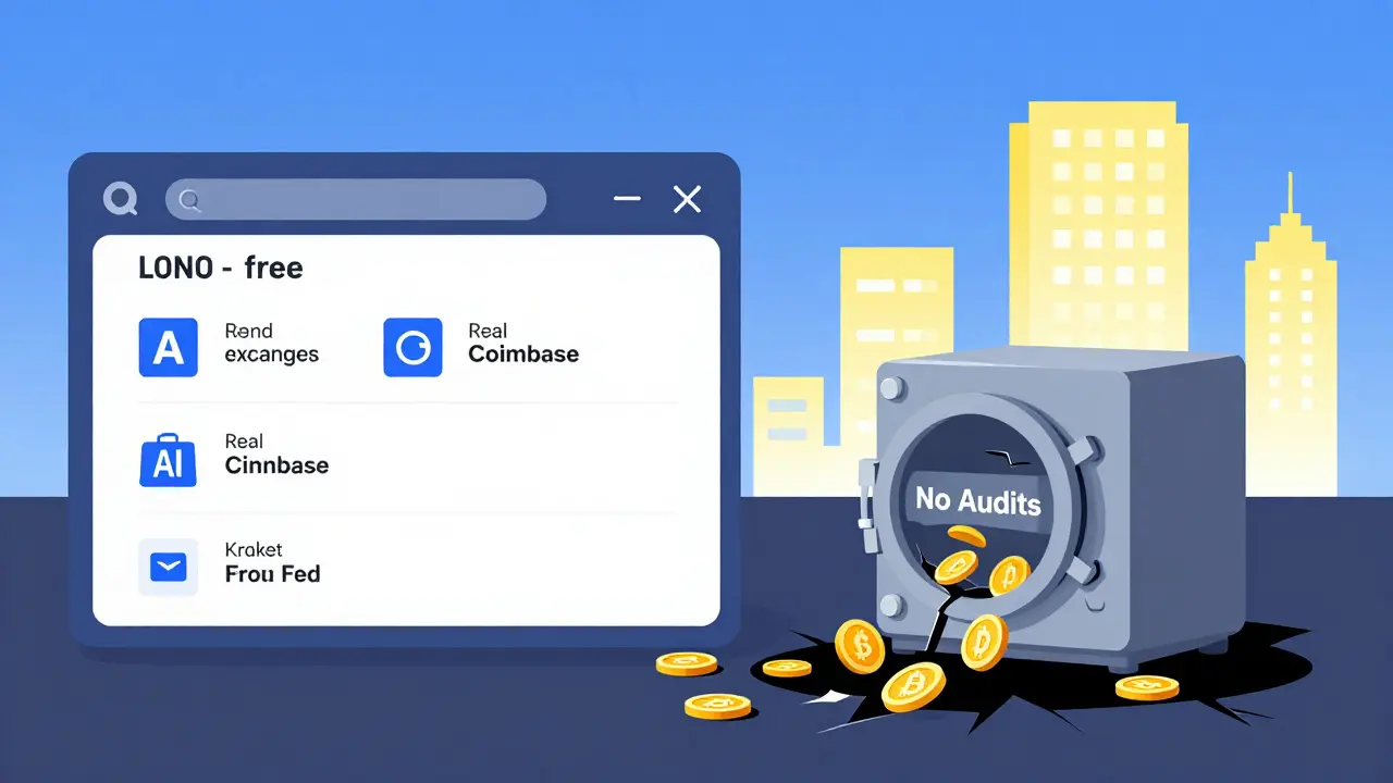 Fake trading platform leaking coins into a void while legitimate exchanges stand strong