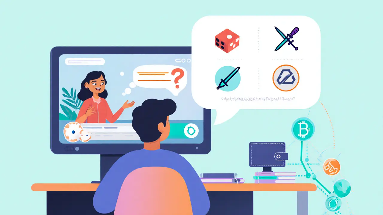 Person watching a live stream and taking a quiz about MOBOX games like MOMOpoly and Block Brawler.