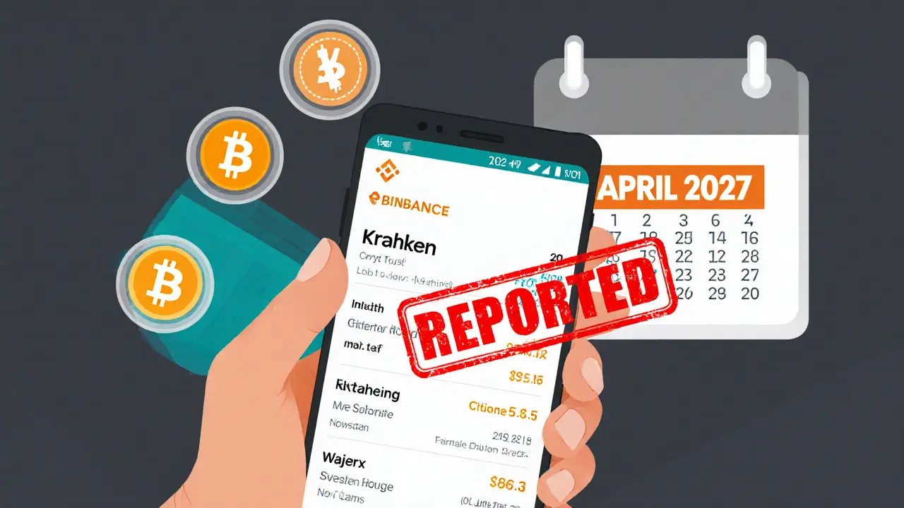 Indian user with crypto apps above them, marked &#039;REPORTED&#039; as 2027 deadline approaches.