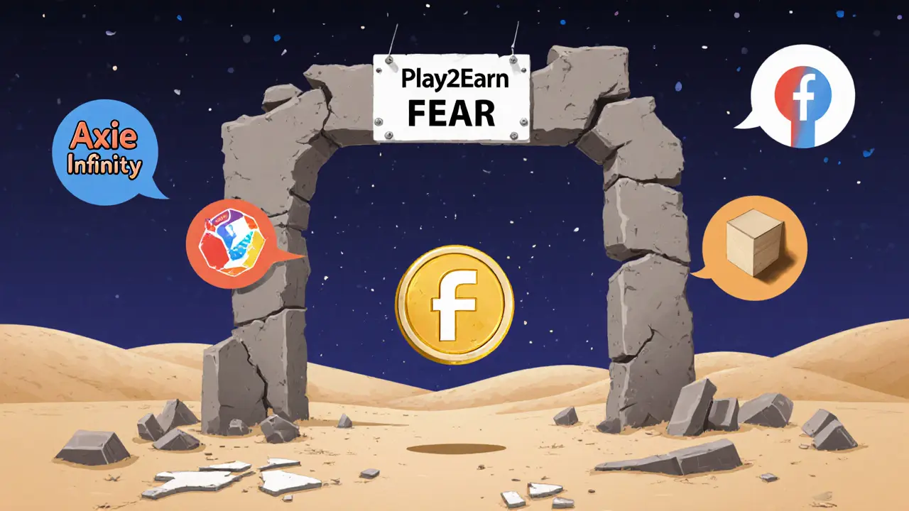 Faded FEAR token floating alone in a deserted digital landscape with broken game icons.
