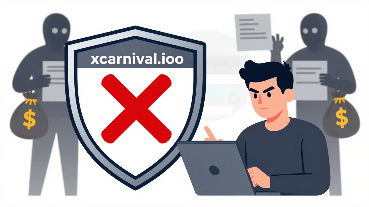 Flat illustration warning against fake XCV airdrop websites with a real site being accessed safely.
