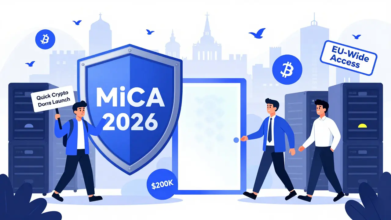 Startup with small budget blocked by MFSA shield vs. well-funded company gaining EU-wide access through compliance gate.