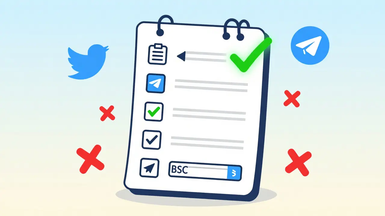 A checklist with checkmarks for TCT airdrop steps, showing correct wallet type.