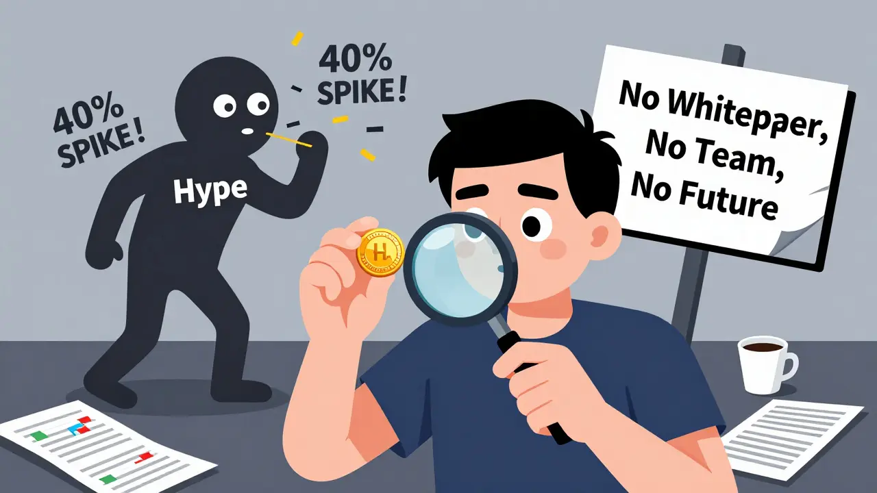 A person examining a HOSICO coin with a magnifying glass while hype confetti blows behind them.