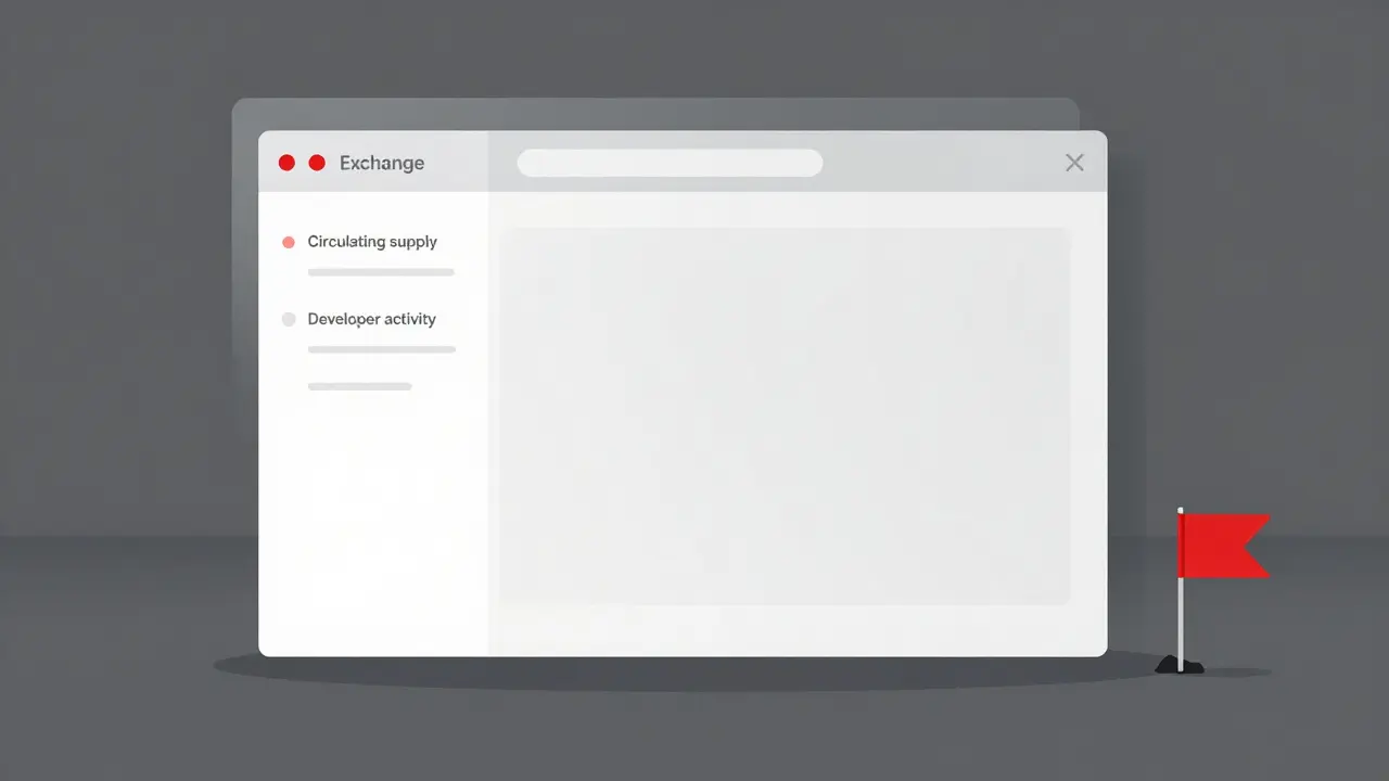Flat art of a fading digital trading interface with a red warning flag