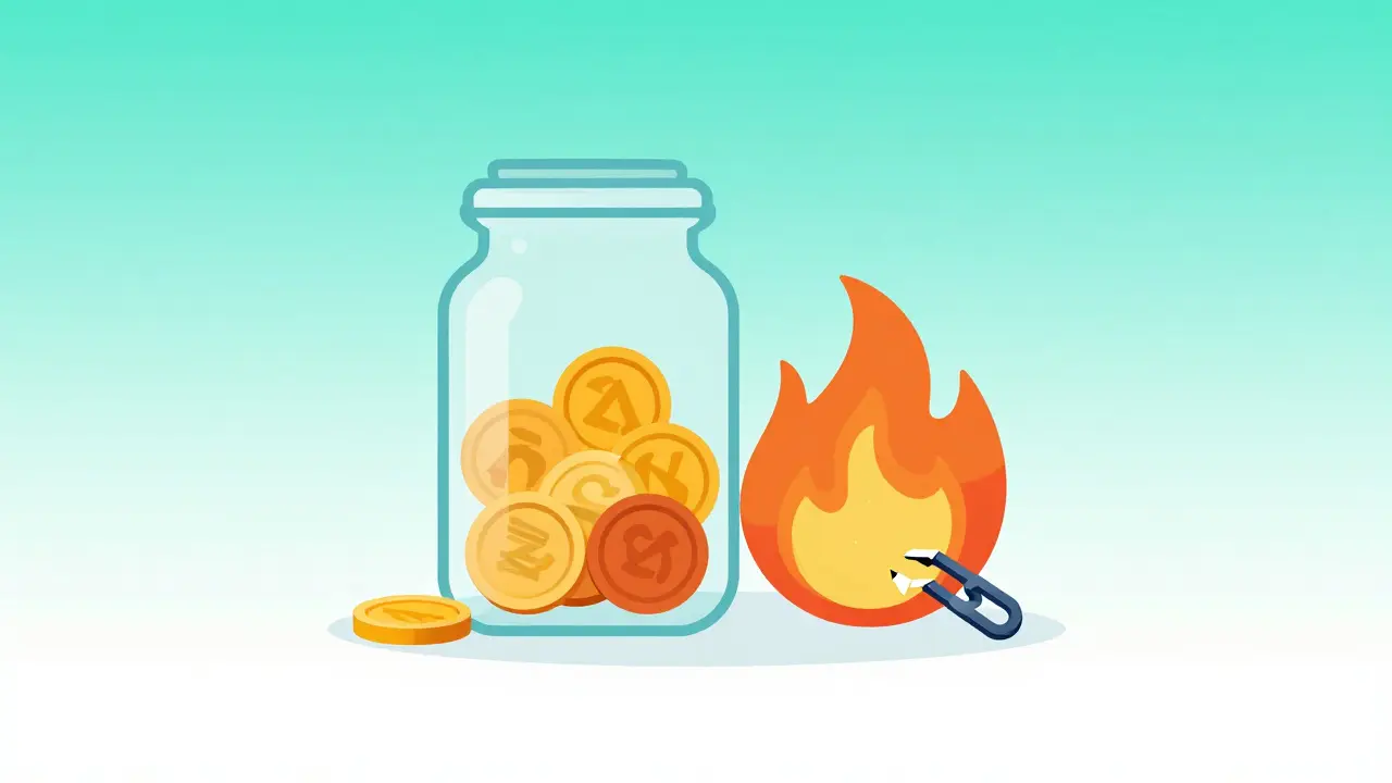 Abstract icons showing burned liquidity and secure crypto supply