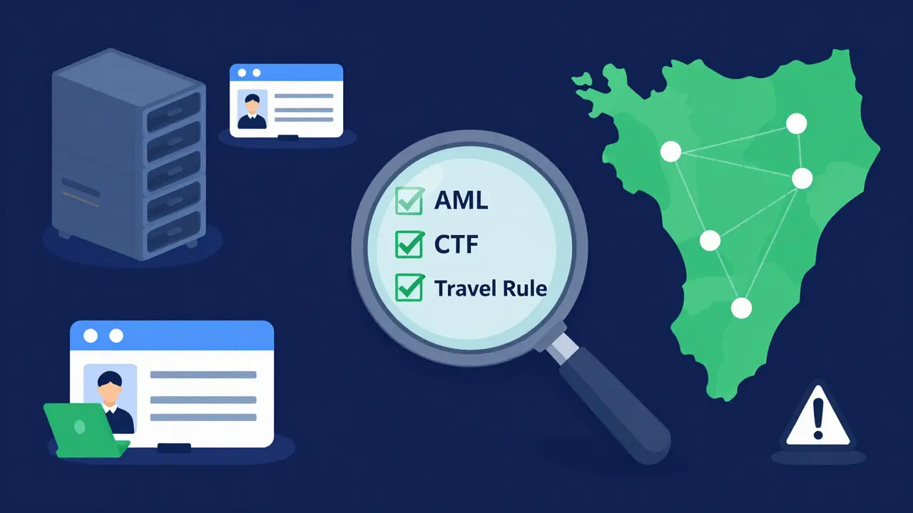 Compliance dashboard showing AML checks and local licensing requirements
