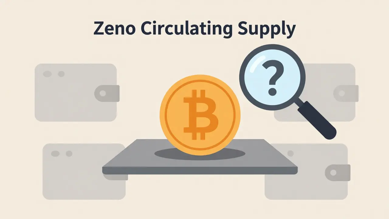 Flat design showing a dormant LIBFX token surrounded by empty wallets and question marks