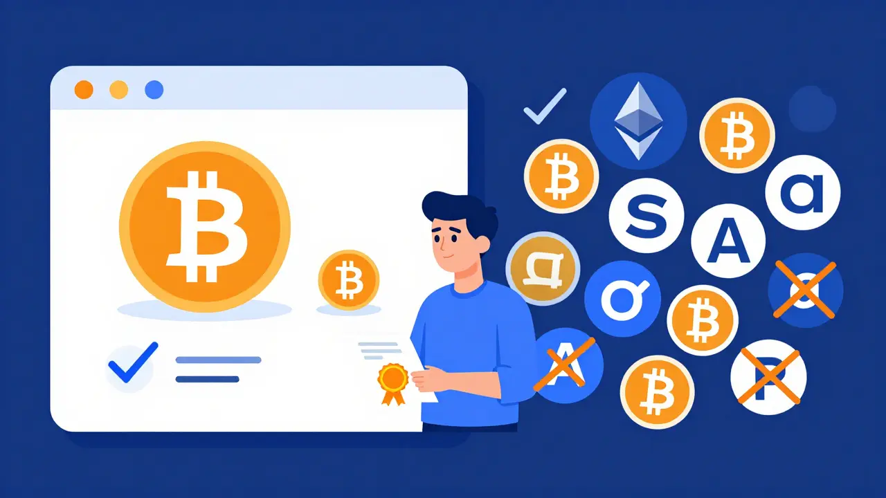 Illustration comparing a simple two-coin platform with a complex multi-crypto market.