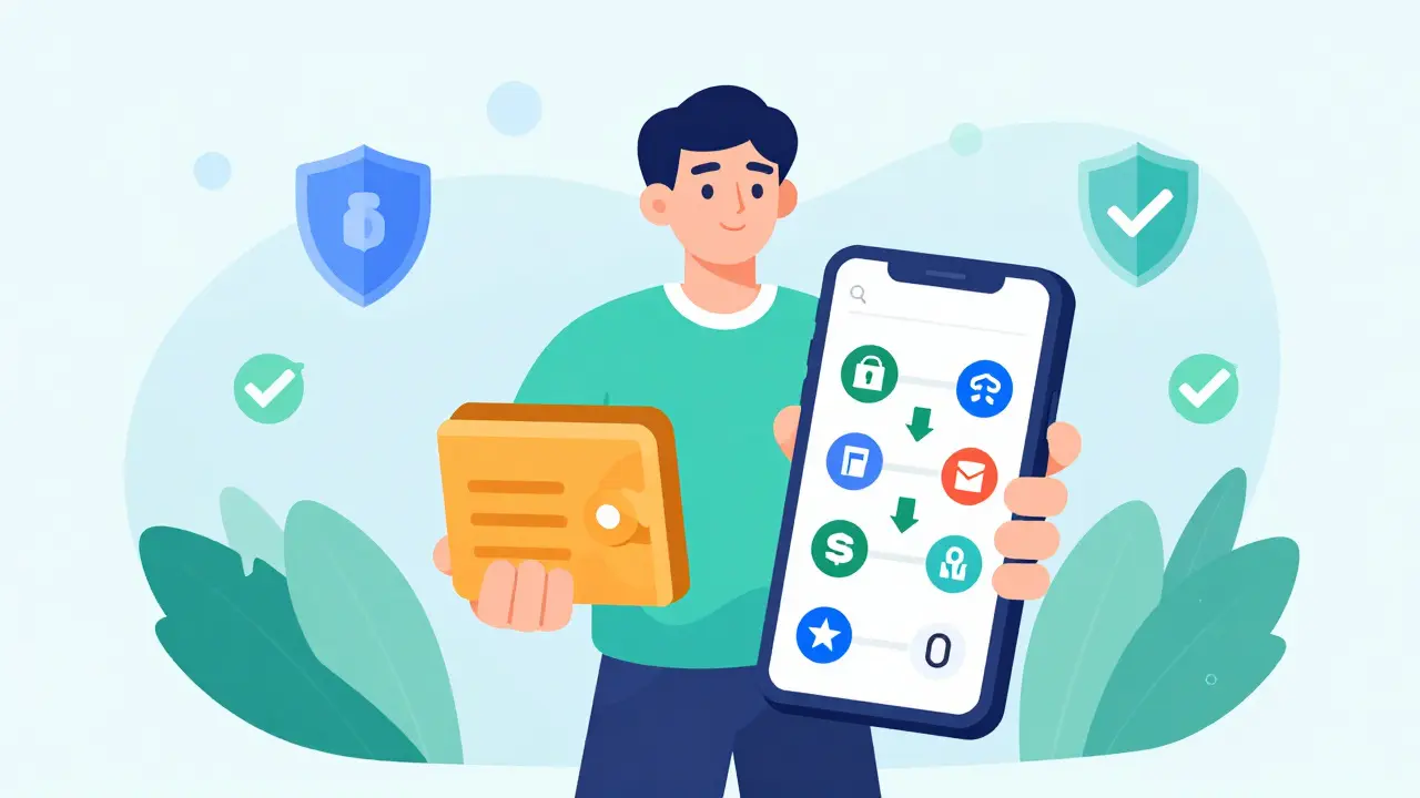 User diversifying crypto assets across secure wallets and exchanges.