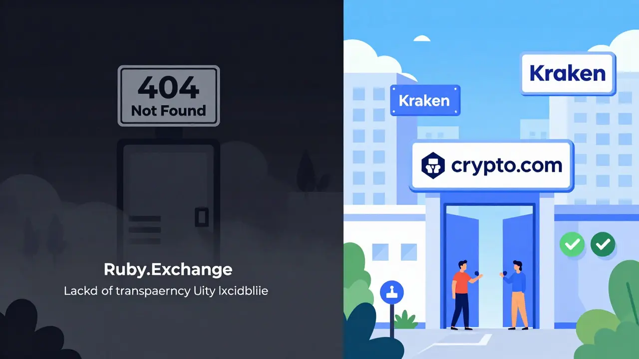 Comparison showing risky platform vs trusted exchanges like Kraken