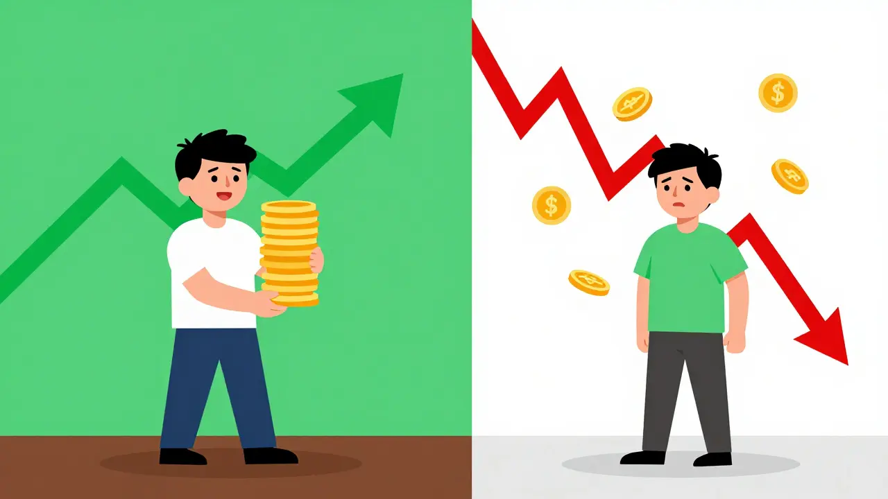 Illustration comparing crypto investment risks and volatility