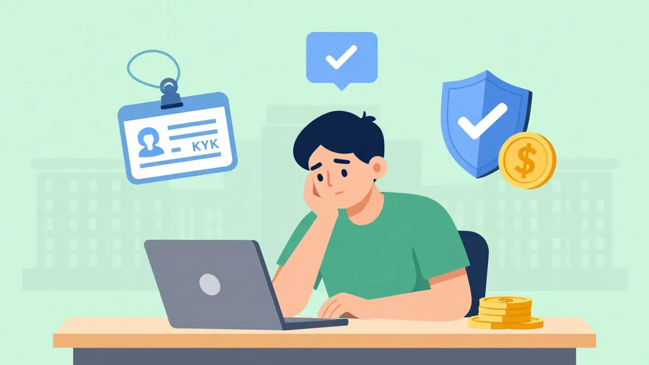 Secure Brazilian crypto user surrounded by protection and verification icons.