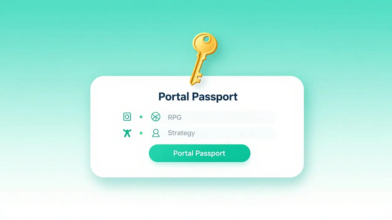 Unified Portal Passport key simplifying multi-chain game login process.