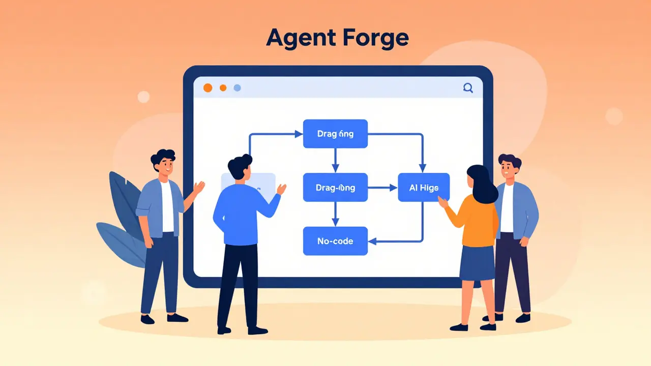 Users building AI agents with a no-code drag-and-drop interface