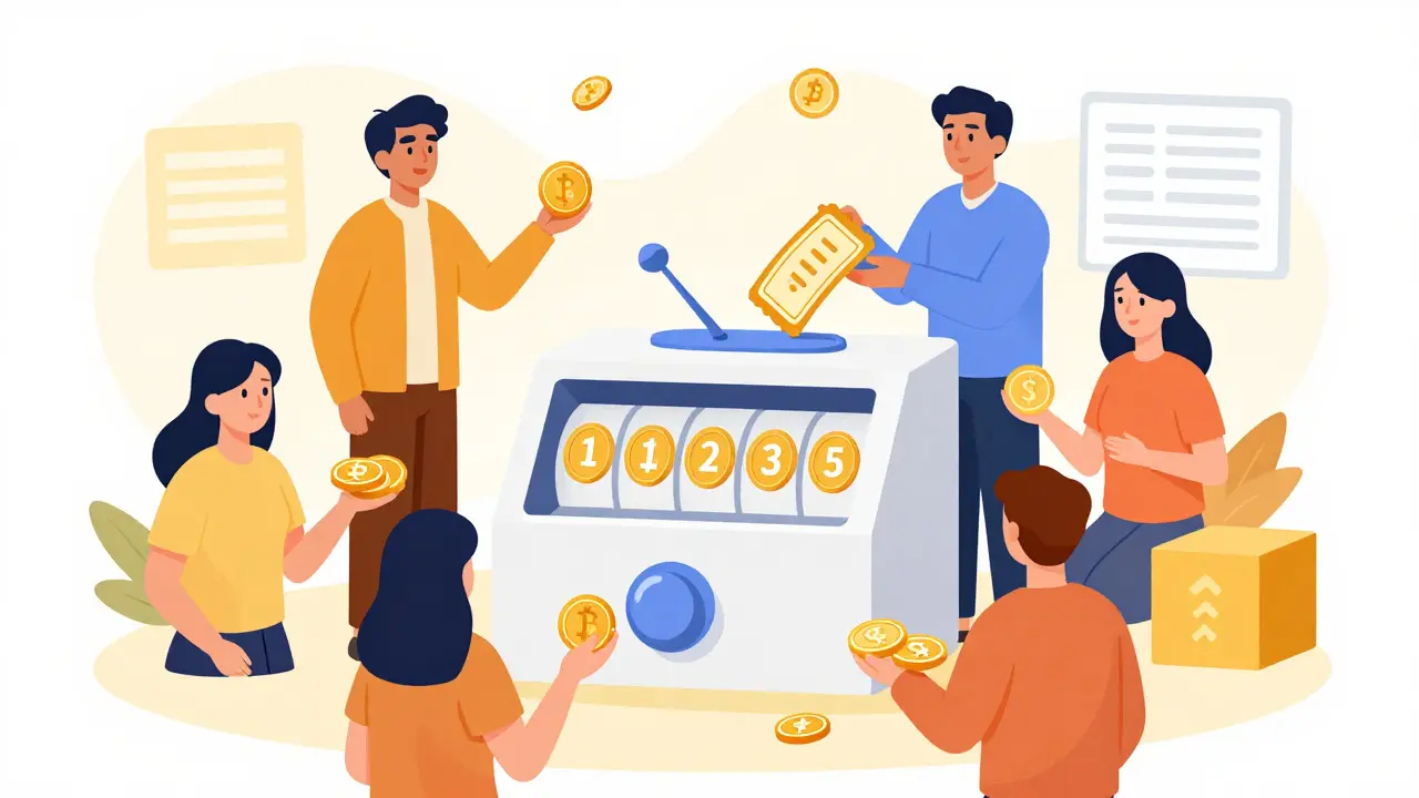 Cartoon showing users receiving validation rewards based on stake size