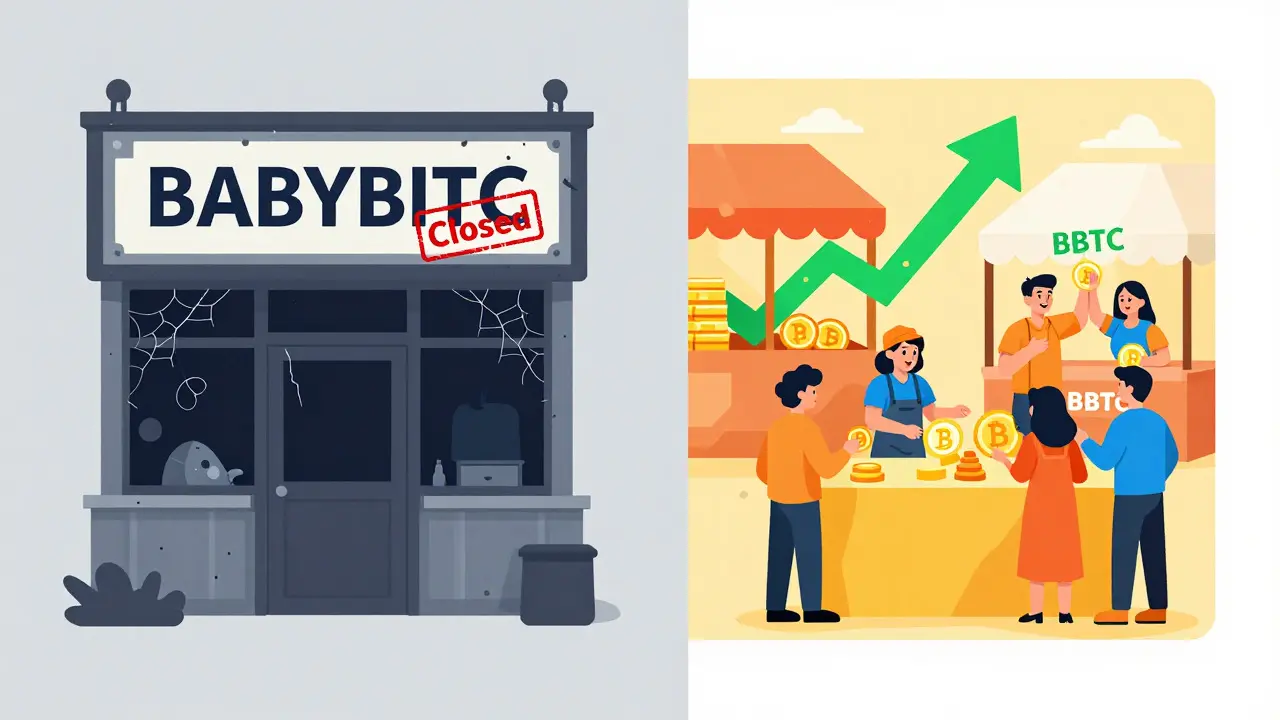 Comparison of a dormant crypto project versus active alternative tokens in a market.