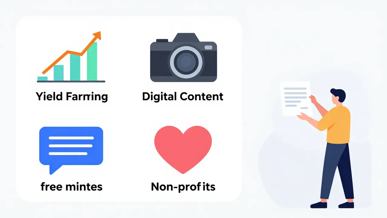 Creator marketplace interface with four category icons and no fees