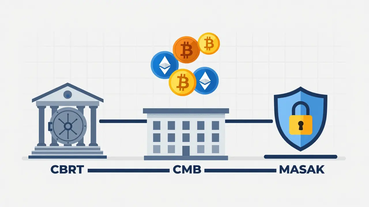 Government buildings regulating cryptocurrency assets in Turkey.