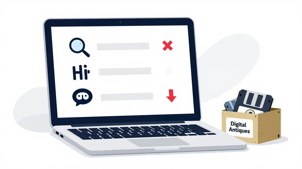 Laptop with checklist icons next to a box of digital antiques