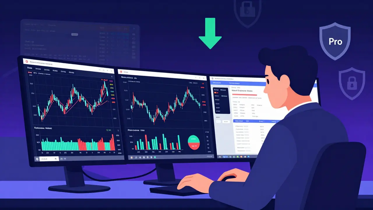 Professional trader using advanced futures charting tools on desktop
