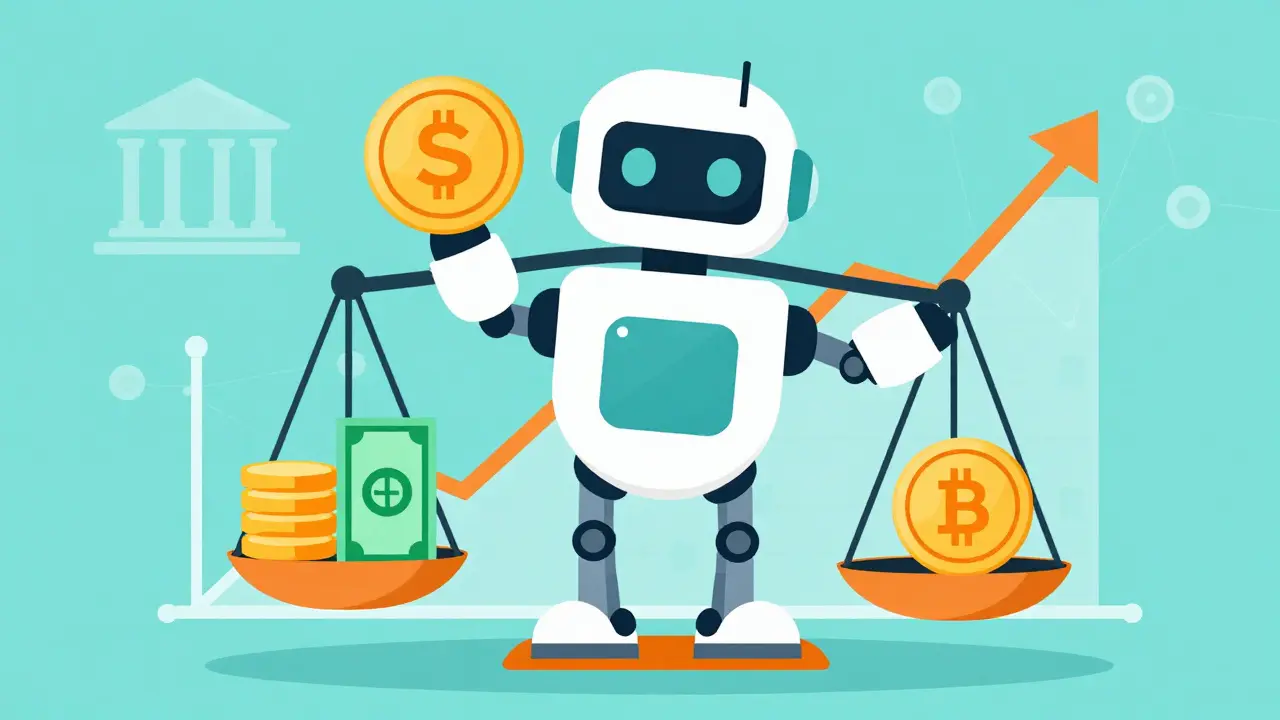 Robot balancing stablecoin on scale with reserves