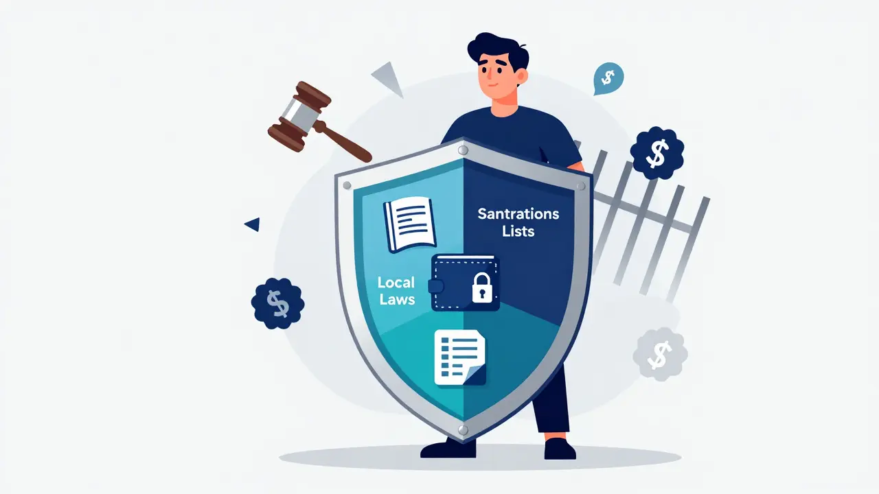 User protected by shield against crypto penalties and fines