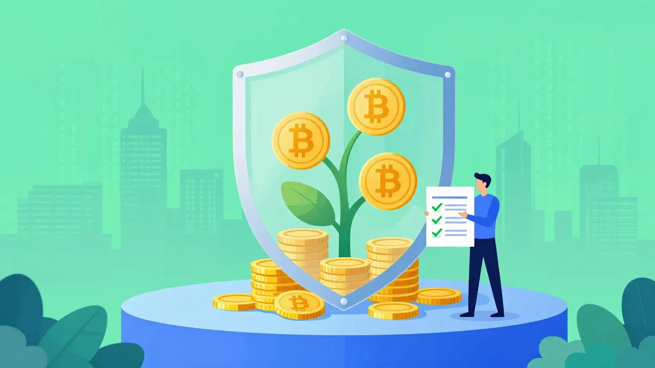 Conceptual art of a protected digital asset plant growing in a regulated city