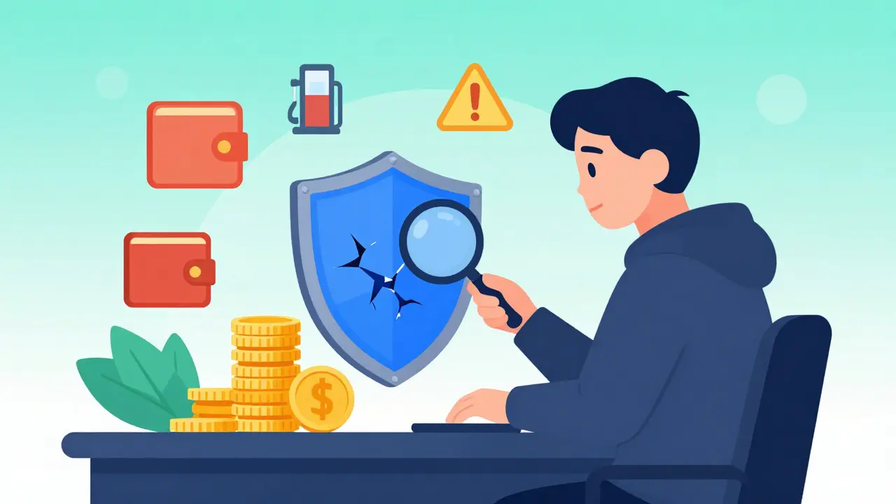 Investor inspecting a digital shield protecting cryptocurrency assets