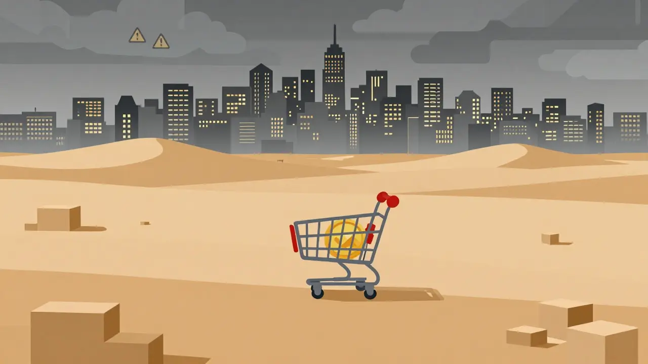 Tiny cart stranded in blockchain desert far from exchange city