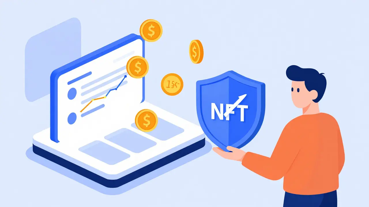 User holding NFT multiplier icon near crypto launchpad