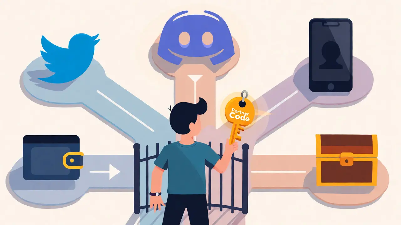 Cartoon of a user completing steps to claim an airdrop reward