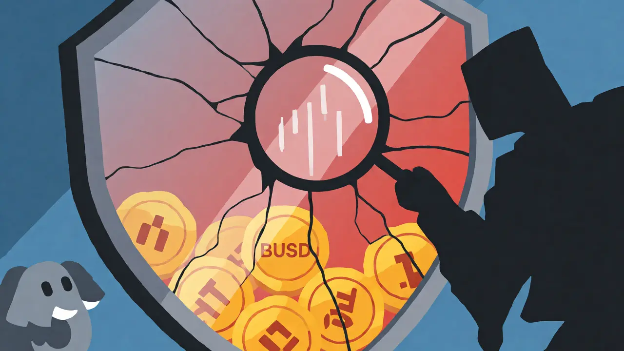 Cracked shield protecting crypto assets from a shadowy attacker