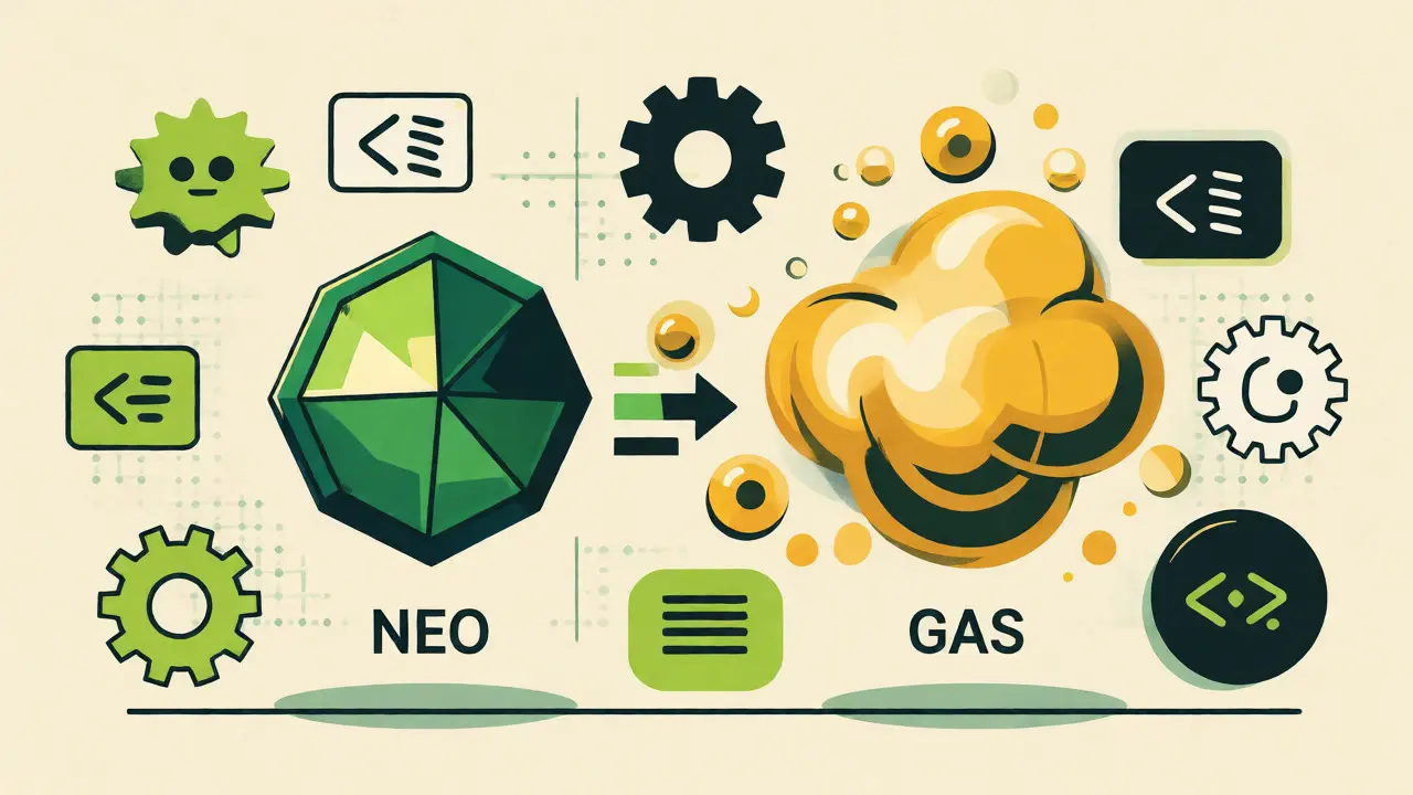 Visual representation of NEO's dual-token system with ownership and fuel tokens.